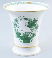 Herendi indiai kosár mintás váza, porcelán, kézzel festett, jelzett, hibátlan, 14x14cm