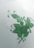 Herendi zöld Apponyi mintás váza, porcelán, kézzel festett, jelzett, hibátlan, 20,5 cm