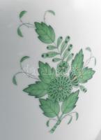 Herendi zöld Apponyi mintás nagy váza, porcelán, kézzel festett, jelzett, hibátlan, 23 cm, d: 22 cm