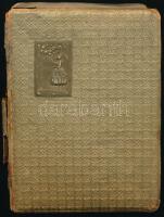cca 1938-1946 Régi emlékkönyv bejegyzésekkel, rajzokkal. Vászonkötésben, kopott borítóval, sérült ge...
