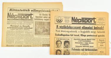 1976 A Népsport XXXII. évfolyamának 180. és 190. száma, címlapon a vízilabdacsapat olimpiai bajnoki címével, 2 db