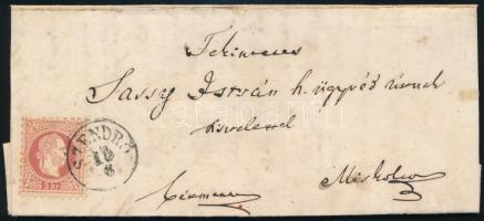 1869 5kr levélen / on cover &quot;SZENDRŐ&quot; - Miskolc