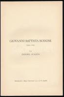 Zambra Alajos: Giovanni Battista Bodoni (Különlenyomat a Magyar Könyvszemle 1913. évi IV. füzetéből)...