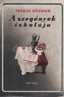 Márai Sándor:  A szegények iskolája. [Esszék.] (Budapest), [1942?]. Révai Irodalmi Intézet (ny.) 210 p. Hetedik ezer. Márai esszésorozata először a Pantheon kiadónál jelent meg, 1933-ban. (Márai Sándor munkái.) Tezla 2446. Mészáros 77. Félvászon kiadói kötésben, felül lila festésű lapszélekkel, enyhén sérült, színes, Fenyves Sándor által illusztrált kiadói védőborítóban