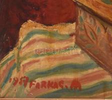 Farkas M jelzéssel. Csendélet, 1957. Olaj, karton. Szélén apró sérüléssel. Fakeretben. 51x38 cm