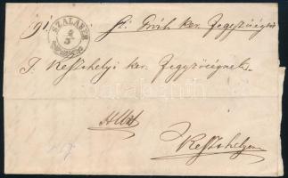 1857 Hivatalos levél / Official cover "SZALABÉR"