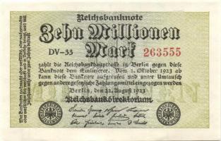 Német Birodalom / Weimari Köztársaság 1923. 10.000.000M (6x) egymás utáni sorszámokkal T:I,I-