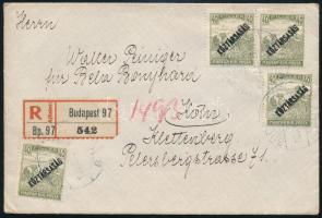 1920 Ajánlott levél 5 db bélyeggel Kölnbe / Registered cover with 5 stamps to Köln