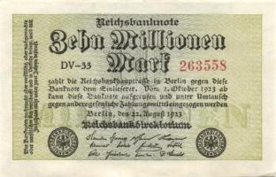 Német Birodalom / Weimari Köztársaság 1923. 10.000.000M (6x) egymás utáni sorszámokkal T:I,I-