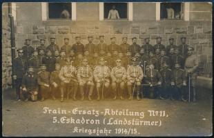 Train-Ersatz-Abteilung No. 11, 5. Eskadron (Landstürmer), Kriegsjahr 1914/15. I. világháborús német katonai fotólap, 14x9 cm