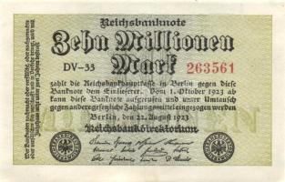 Német Birodalom / Weimari Köztársaság 1923. 10.000.000M (3x) egymás utáni sorszámokkal T:I,I-