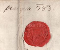 1783 Kollonitz/Kollonics László (1736-1817) nagyváradi püspök autográf aláírása latin nyelvű levélen...