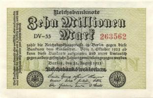 Német Birodalom / Weimari Köztársaság 1923. 10.000.000M (3x) egymás utáni sorszámokkal T:I,I-