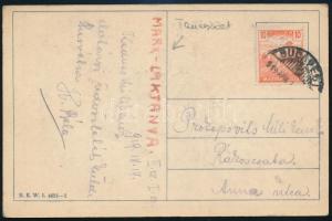 1919 Képeslap Budapestről Rákoscsabára / Postcard