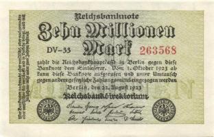 Német Birodalom / Weimari Köztársaság 1923. 10.000.000M (4x) egymás utáni sorszámokkal T:I,I-