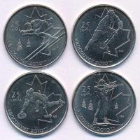 Kanada 2007. 25c Ni-acél 2010-es Téli Olimpia, Vancouver (4xklf) forgalmi emlékkiadások, kapszulákban T:UNC,AU Canada 2007. 25 Cents Ni-steel 2010 Winter Olympics, Vancouver (4xdiff) circulating commemorative coins in capsules C:UNC,AU