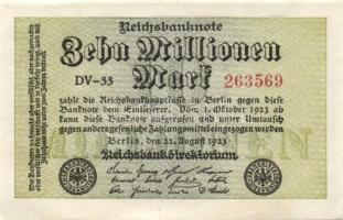 Német Birodalom / Weimari Köztársaság 1923. 10.000.000M (4x) egymás utáni sorszámokkal T:I,I-