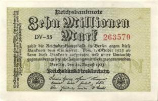 Német Birodalom / Weimari Köztársaság 1923. 10.000.000M (4x) egymás utáni sorszámokkal T:I,I-