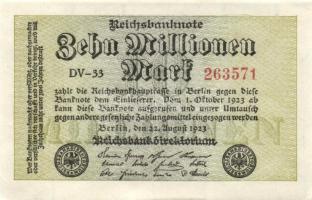 Német Birodalom / Weimari Köztársaság 1923. 10.000.000M (4x) egymás utáni sorszámokkal T:I,I-