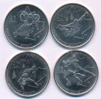 Kanada 2008. 25c Ni-acél 2010-es Téli Olimpia, Vancouver (4xklf) forgalmi emlékkiadások, kapszulákban T:UNC,AU Canada 2008. 25 Cents Ni-steel 2010 Winter Olympics, Vancouver (4xdiff) circulating commemorative coins in capsules C:UNC,AU