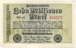 Német Birodalom / Weimari Köztársaság 1923. 10.000.000M (5x) egymás utáni sorszámokkal T:I,I-