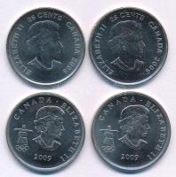 Kanada 2009. 25c Ni-acél (4xklf) forgalmi emlékkiadások, kapszulákban T:UNC,AU
Canada 2009. 25 Cent...