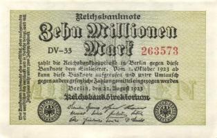 Német Birodalom / Weimari Köztársaság 1923. 10.000.000M (5x) egymás utáni sorszámokkal T:I,I-