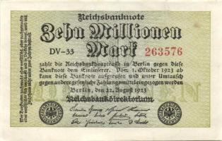 Német Birodalom / Weimari Köztársaság 1923. 10.000.000M (5x) egymás utáni sorszámokkal T:I,I-