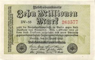 Német Birodalom / Weimari Köztársaság 1923. 10.000.000M (5x) egymás utáni sorszámokkal T:I,I-