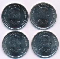 Kanada 2009. 25c Ni-acél "Olimpiai Arany pillanatok" (4xklf) forgalmi emlékkiadások, kapsz...