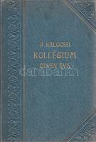 A kalocsai kollégium ötven éve. Biró F., Drebitka F., Hörl Gy., Komárik I., Kostialik J., Riegl S., Roznovszky J. közreműködésével szerkesztette Tóth Mike. Kalocsa, 1910. Jurcsó Antal könyvnyomdája.191 + [1] p. + 2 t. (fényképek). Egyetlen kiadás. Oldalszámozáson belül 33 egész oldalas és 11 szövegközti fényképpel és rajzzal illusztrált. A 118. oldaltól a kollégium tanárainak és számos tagjának irodalmi működése. A tanárok és az 1860-1910 között itt érettségizettek lajstromával, valamint az egykori növendékek jelenlegi állásának részleteivel. A tartalomból: Az intézet alapítása és fejlődése. - Az oktatás és nevelés rendszere és szelleme. A kémiai laboratorium. A Haynald-Obszervatorium. Ásványtár. Növény- és állatgyűjtemények. Ifjúsági kölcsönkönyvtár. Rendkívüli tantárgyak. - Törekvések a jellem és szív képzésében: A nagyobb kongregáció; a főgimnázium énekkara; műelőadások. - Igazgatók, tanárok. Díszes, aranyozott, dombornyomásos, enyhén sérült gerincű kiadói egészvászon kötésben, jó példány.