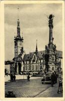 1943 Olomouc, Olmütz; Dreifaltigkeitssäule / Holy Trinity statue, town hall, automobile (EK)