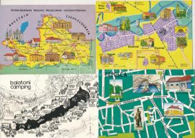 20 db MODERN magyar térképes képeslap / 20 modern Hungarian map postcards