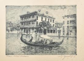 Szentgyörgyvári Gyenes Lajos (1890-1971): Venezia - Palazzo Vendramin. Rézkarc, papír, jelzett, kartonra kasírozva, foltos, 24x34 cm