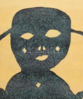 Oláh Mátyás (1951): Kislány, 1991. Vegyes technika, papír, jelzett. Üvegezett fakeretben. 64,5x50 cm