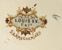 Sarreguemines France XV. Louis, francia, fajansz, süteményes tányér. 1890-1910 között. Kézzel festet...