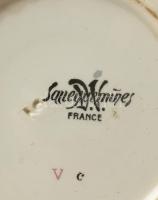 Sarreguemines France XV. Louis, francia, fajansz, süteményes tányér. 1890-1910 között. Kézzel festet...