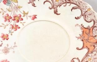 Sarreguemines Fleury, francia, fajansz, süteményes tányér 2db. 1930 körül. Kézzel festett, jelzett, ...