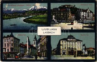 1917 Ljubljana, Laibach; Stritarjeva ulica, Mestni trg, Marijin trg / street view, tram, square (Rb)