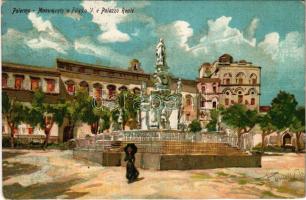 Palermo, Monumento a Filippo V. e Palazzo Reale / monument, royal palace (cut)