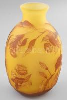 Gallé jelzéssel: virágmintás váza. Jelzett, hibátlan, m: 22 cm