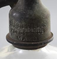 cca 1930 Kőbányai Polgári Serfőző Budapest szódásüveg, jelzett ón fejjel (Szabó Sándor korcsmáros, M...