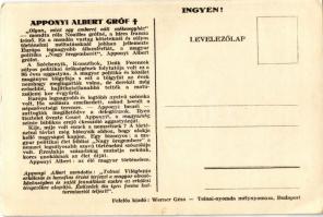 Gróf Apponyi Albert gyászlapja. Tolnai Világlapja emléke a nemzeti gyász alkalmából. Székely Aladár ...