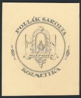 Galambos Margit (?-?), működött 1920-30 körül: Pollák Sarolta, miracle kozmetika (art deco reklámterv). Ceruza, papír, jelzés nélkül. Kartonra kasírozva. Hártyapapíron javítási javaslatokkal. d: 5,5 cm