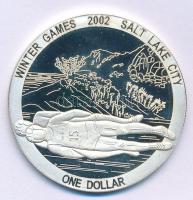 Cook-szigetek 2002. 1D Ag &quot;Téli Olimpia 2002 Salt Lake City - Luge&quot; T:PP fo. Cook Islands 2002. 1 Dollar Ag &quot;2002 Winter Olympics Salt Lake City - Szánkó&quot; C:PP spotted