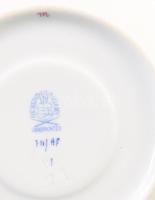 Herend Apponyi purpur mintás mokkás csésze alátéttel. Jelzett, hibátlan, d: 11,5 cm, m: 6 cm