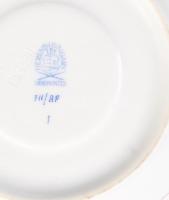 Herend Apponyi purpur mintás mokkás csésze alátéttel. Jelzett, hibátlan, d: 11,5 cm, m: 6 cm