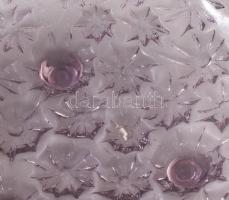 cca 1970 Jiri Brabec Sklo Union kínáló, formába préselt lila üveg, jelzés nélkül, hibátlan, d: 23 cm...