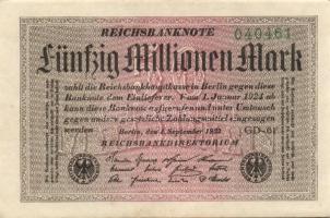 Német Birodalom / Weimari Köztársaság 1923. 50.000.000M (2x) fehér papíron, "Sterne mit einem S...