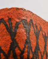 Ritka Pesthidegkúti, samottos kerámia, narancssárga mázakkal, kerti kaspó, kopással, jelzés nélkül, ...